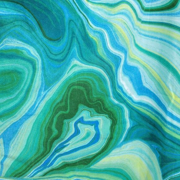 Vintage 70's Handmade GoGo Dress L Aqua Blue Green Swirl Sleeveless Mini Shift - Picture 3 of 9